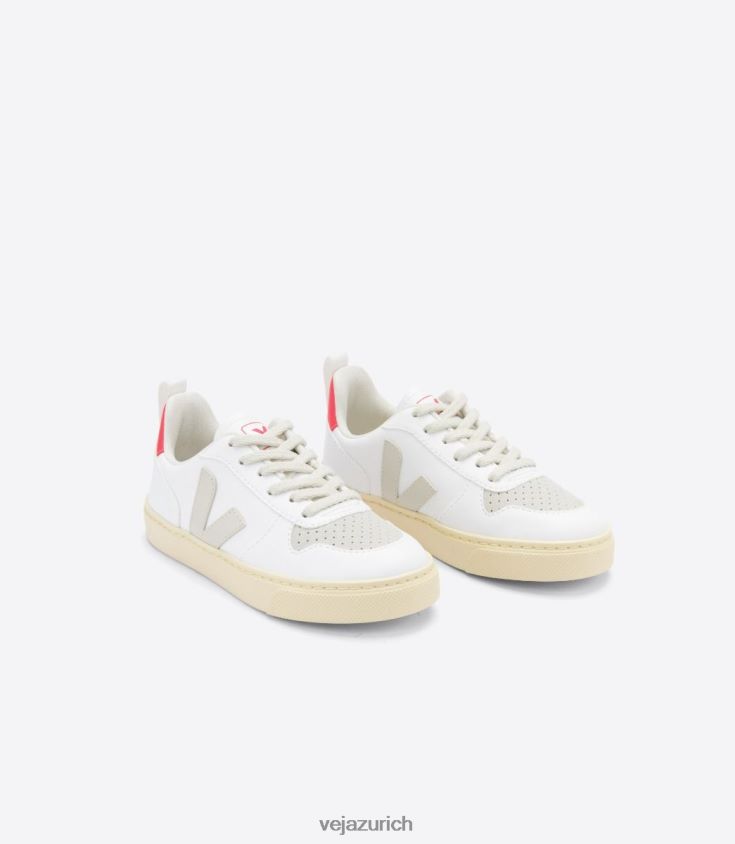 Veja V-10-Schnürsenkel, CWL-Weiß, Pierre-Rose-Fluo P068V8367