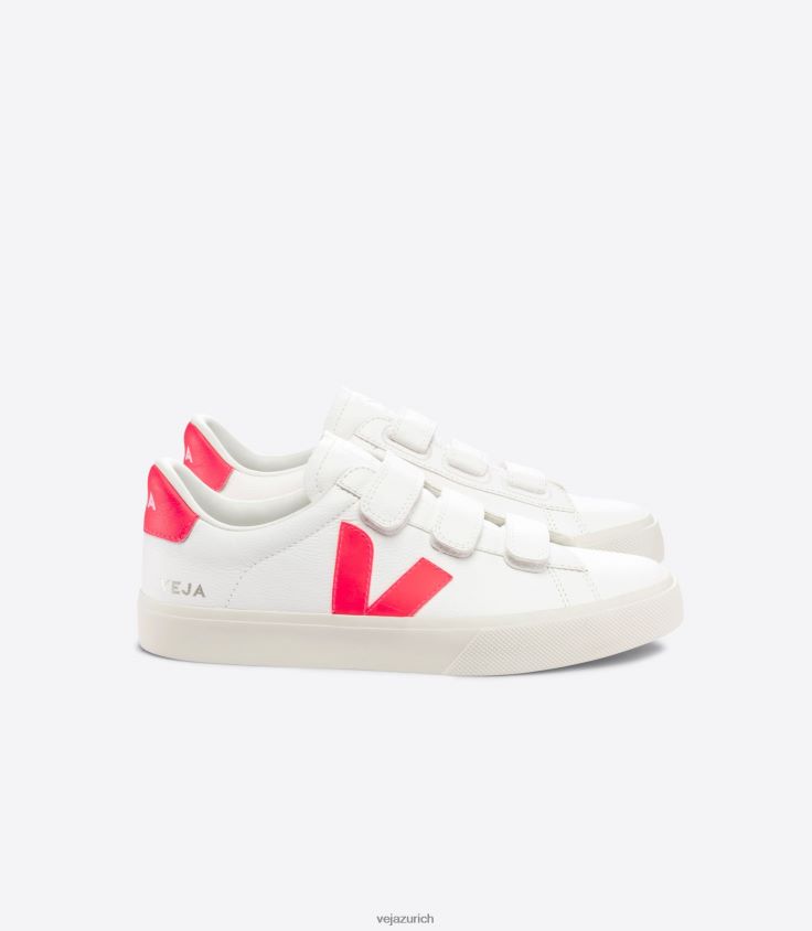 Veja Recife chromfreies Leder, weißes Fluo-Rosé P068V8112